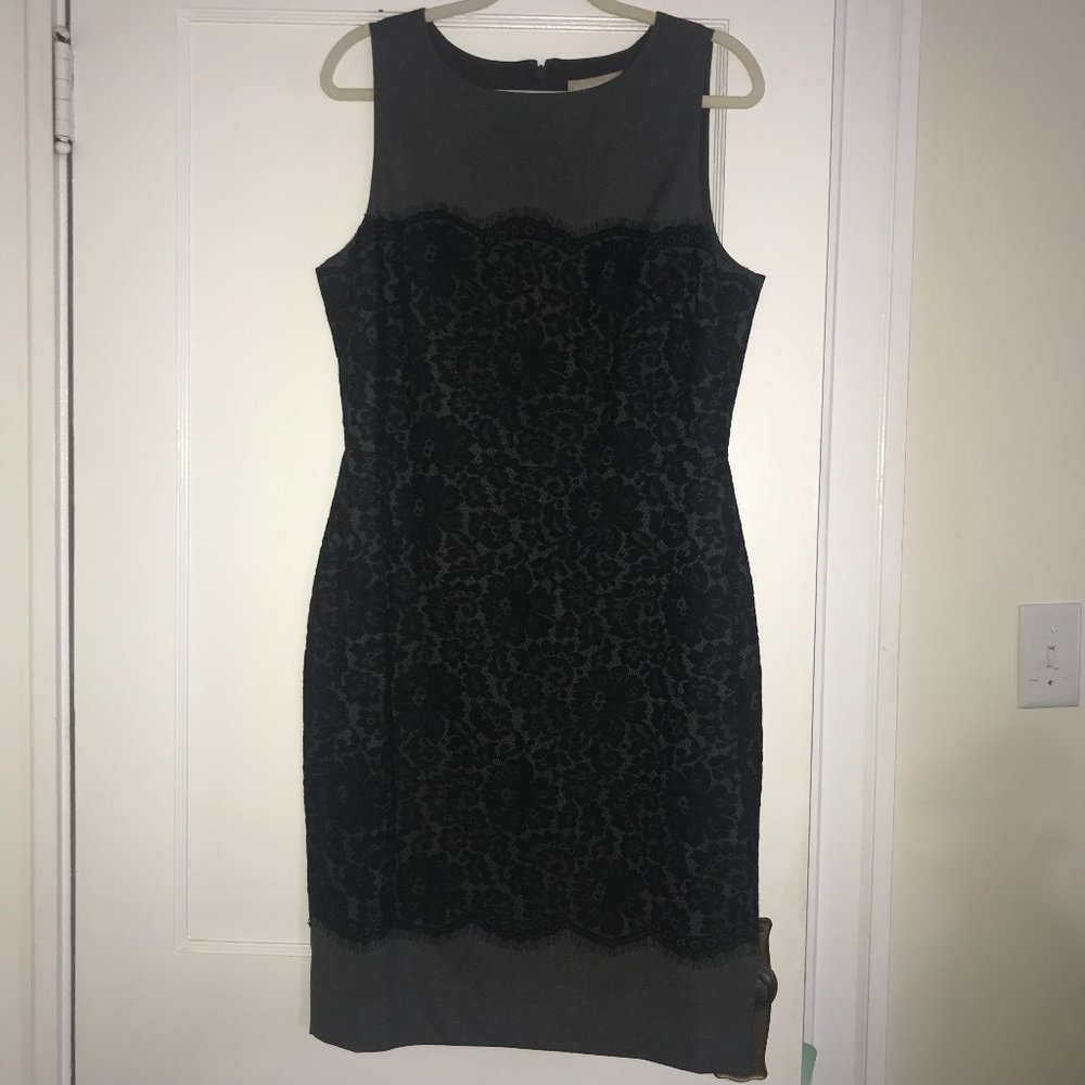Banana Republic Gray and Black Lace Overlay Sheath Dress (nwt)